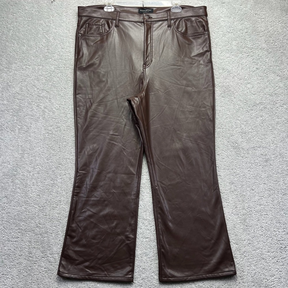 Banana Republic Pants Womens 34/18 Espresso Brown Faux Leather Cropped Bootcut